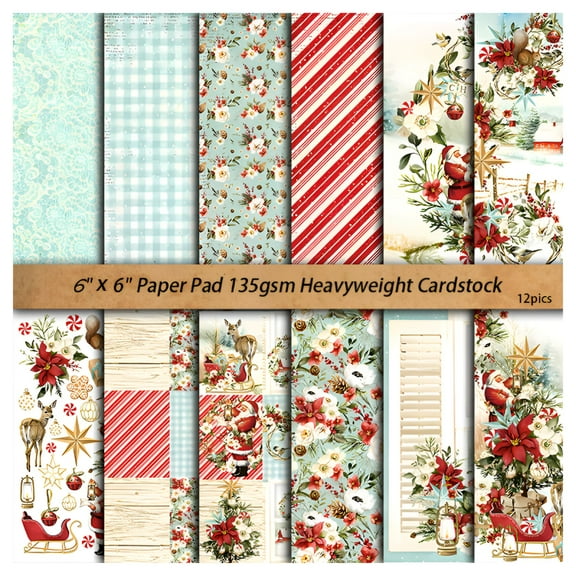 CCOCC Vintage Scrapbook Craft Paper Kit,Decorative Craft Paper Pattern Paper Pack,DIY Card Making Decoupage Paper for Junk Journal,Origami,Holiday Journaling