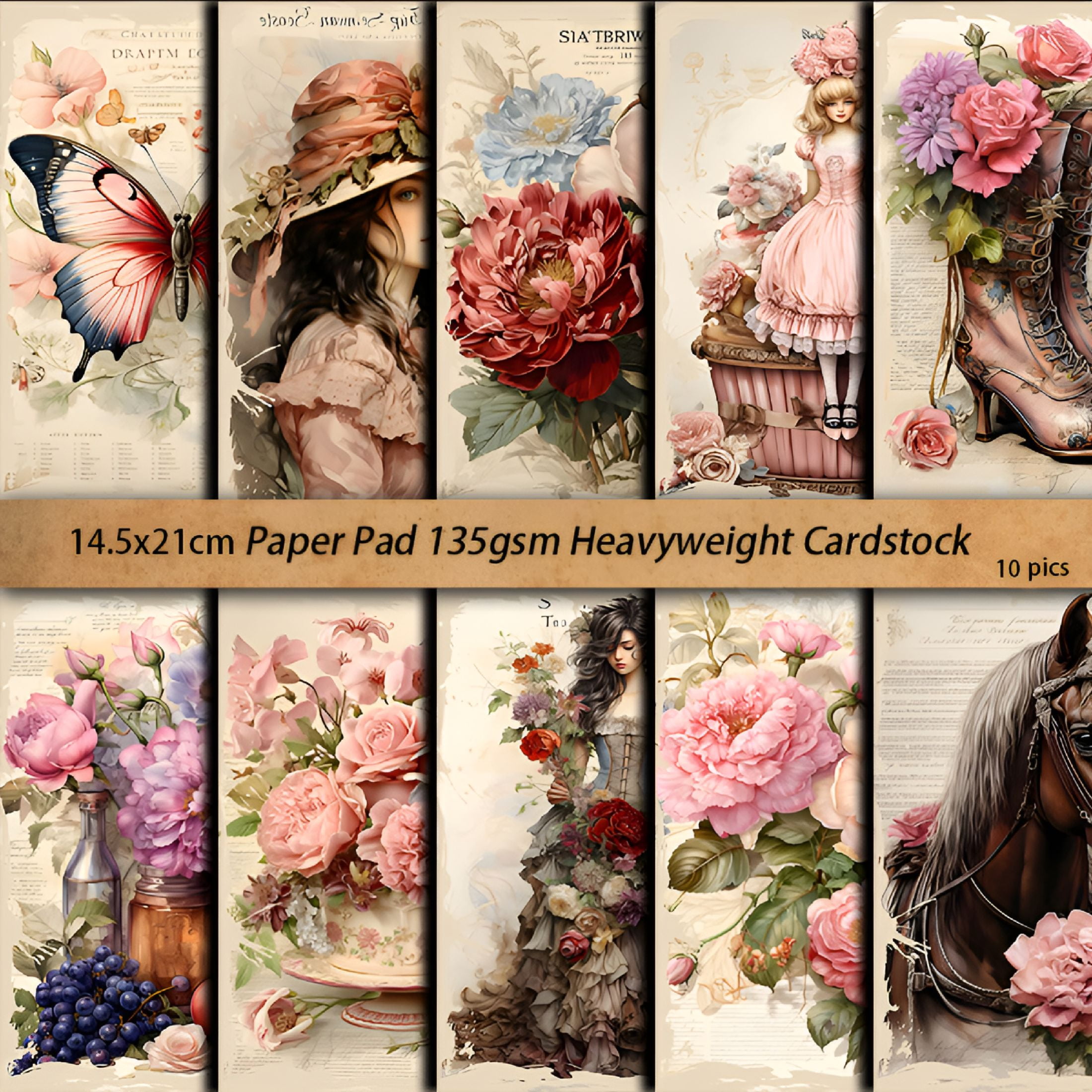 CCOCC Vintage Scrapbook Craft Paper Kit,Decorative Craft Paper Pattern ...