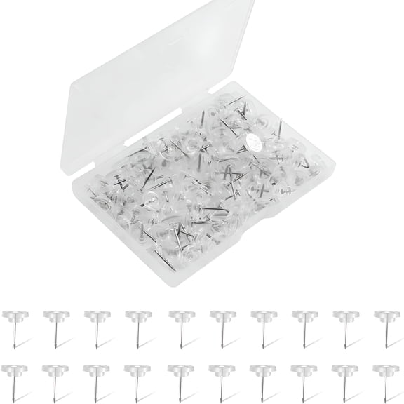 CCOCC Wall Hanging Clear Pins and Flat Thumb Tacks,(120 count)