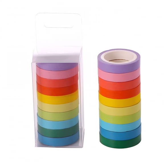 CCOCC Washi Masking Tape Set,10 Rolls Colorful Rainbow Pastel Washi Tape Set,Skinny Thin Decorative Colored Washi Craft Tape for Bullet Journal Diy Planner Crafts Scrapbook Designs,Multicolor