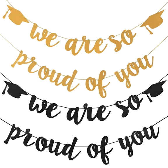 CCOCC We are So Proud of You Graduation Party Banner,Black and Gold
