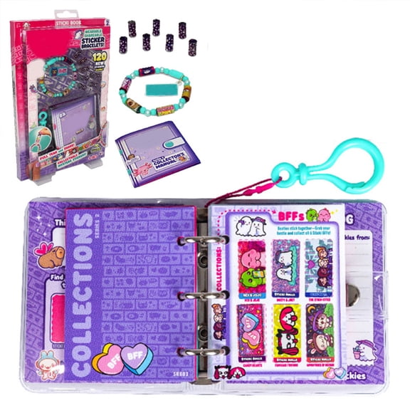 CCOCC Wearable & Shareable Sticker Bracelet + Collection Book - 120 Mini Stickers - 50 Activity Pages - 1000+ Sticker Designs Sticker Book