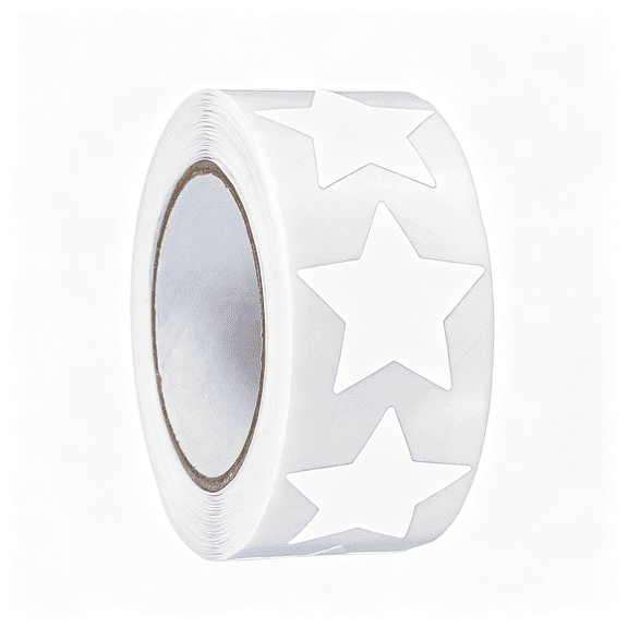 CCOCC White Star Stickers Roll, 500 Pcs Small Star Stickers 1 Inch Self-Adhesive Stars Labels, Waterproof Removable Stars Labels for Reward Children Teacher Business Crafts