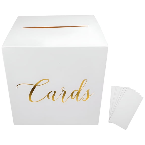 CCOCC White Wedding Card Box, 8.6 Inch Paper Gift Envelope Holder for Reception Party, Keepsake Storage Container for Anniversary Baby Shower Graduation, Decorative Greeting Card Organizer