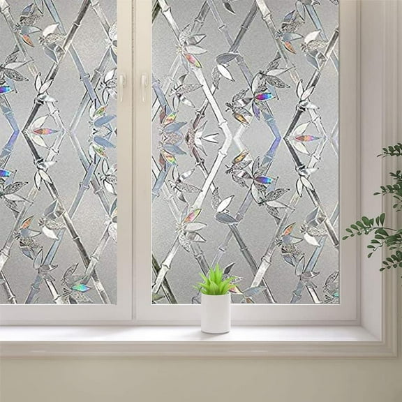 CCOCC Window Privacy Film,3D Stained Glass Film,Vinyl Decorative Window Decals,Static Cling Window Film Non-Adhesive Removable,Glare Blocking Privacy Film for Glass Windows (17.5 X 78.7 Inch)