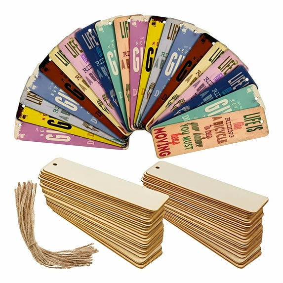 CCOCC Wood Blank Bookmarks with Holes and Ropes for Christmas DIY ...