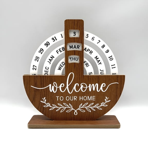 CCOCC Wooden Creative Calendar Perpetual Calendar Home Decoration Office Desk Ornaments Manual Rotating Turntable Calendar (Brown Ferris wheel model)