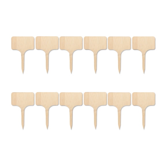 CCOCC Wooden Food Label Tags,12 Pieces,Brown,4" Food Labels for Party