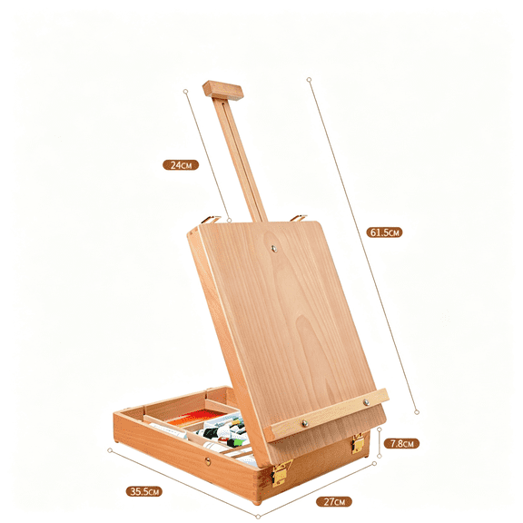 CCOCC Wooden Tabletop Easel,Beech Wood Sketchbox Desktop Easel for Painting,Portable Art Drawing Easel for Beginners and Professionals Beech Wood Tabletop Easels