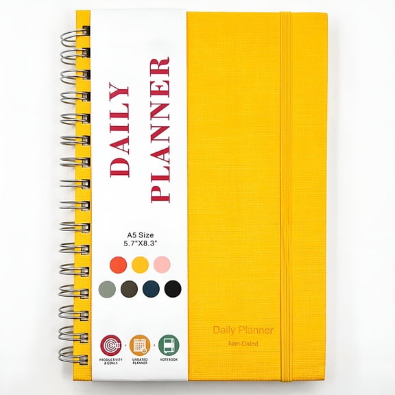 CCOCC Undated Daily Planner Undated Planner With Hourly Schedules Daily Organizer Notebooks for Work Planner for Men and To Do List Notebook for Time Management Elastic Closure