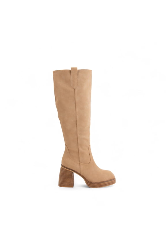 ALYSSA, CHUNKY PLATFORM HEEL SLIM FIT TALL BOOTS