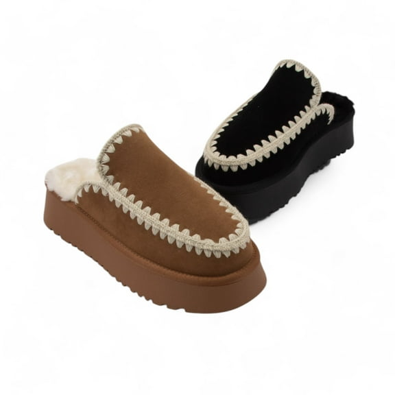 CCOCCI AMBER, PLATFORMED FUR SHEARLING SLIP-ON SLIDE