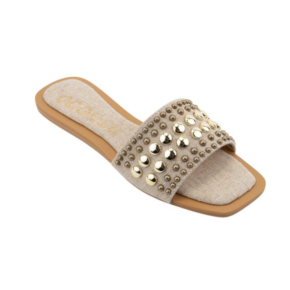 CCOCCI CHRISSY, ROUND STUD EMBELLISHED SQUARE TOE SANDAL