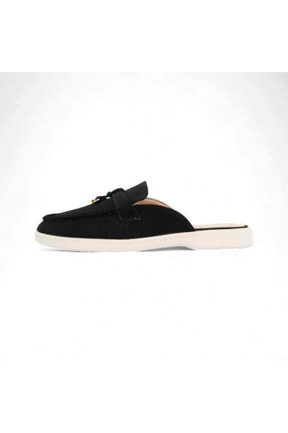 FLAT MULE IRENE, TASSEL DETAIL MOCCASIN