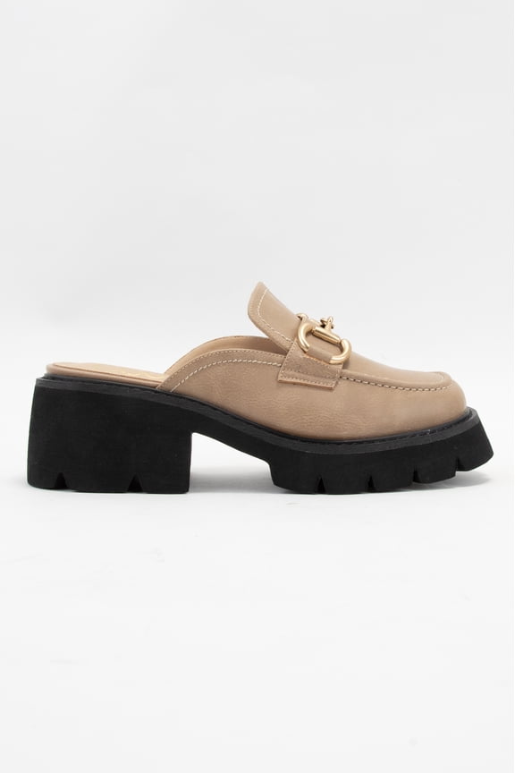 LYNN/CHUNKY PLATFORM HORSEBIT SLIP ON LOAFER MULE