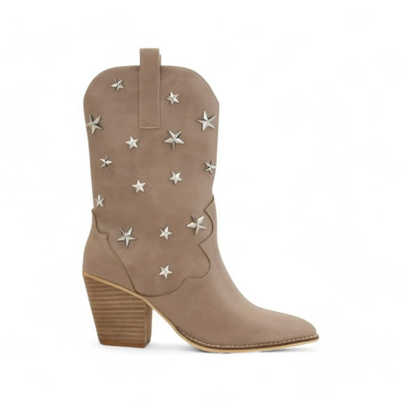 CCOCCI SCARLETT, STAR STUD WESTERN MID-CALF BOOTS