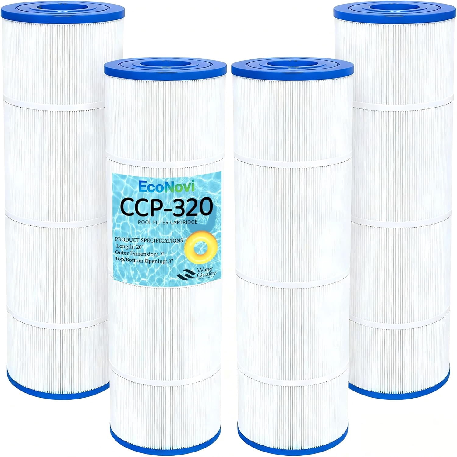 EcoNovi, Pool Filter Cartridge, CCP320, 7 inch, 320 Sq.Ft Total ...