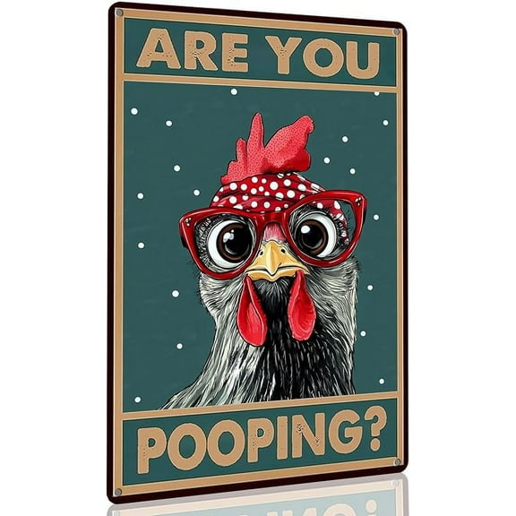 CCPARTON Vintage Metal Sign Funny Chicken Are You Pooping Metal Tin Sign For Home Outdoor Indoor Office Bar Yard Decor 8x12 Inch