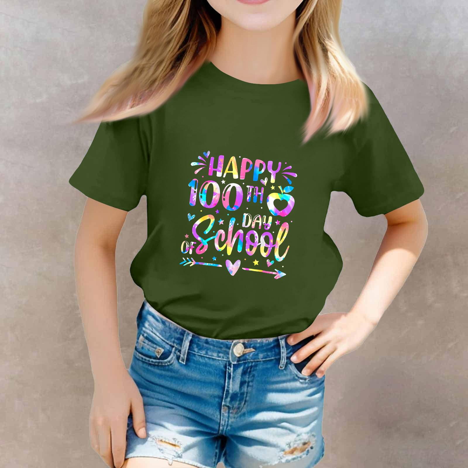 CCRFTGI 100 Days Of School Shirt for Kids Girls Boys Size 8 Cute ...
