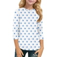 thumbnail image 1 of CCRFTGI 3/4 Length Sleeve Shirts for Girls Size 10-12 Cute Polka Dots T shirts for kids Girls Girls Fashion for kids Crew Neck Tshirts Soft Fall Spring Outfit Blue 3-4 Years, 1 of 4