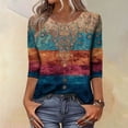 thumbnail image 1 of CCRFTGI 3/4 Length Sleeve Womens Tops Dressy Casual Crew Neck Tunic Blouses Trendy Vintage Floral Print Shirts Loose Fit Fall 2025 Tops Orange XL, 1 of 6