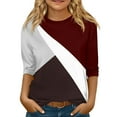 thumbnail image 1 of CCRFTGI 3/4 Sleeve Shirts for Girls Fall Cute Wine Shirts Size 13-14 Shirt Trendy Kids Crew Neck Ribbed Knit Tshirts Plain Tween Girls Color Block Clothes Wine 13-14 Years, 1 of 4