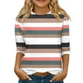 thumbnail image 1 of CCRFTGI 3/4 Sleeve Shirts for Girls Size 10-12 Black Girls Tops Tween Girls Striped Clothes Trendy Crew Neck Cute Tshirts Kids Fall Striped Outfits Multicolor 5-6 Years, 1 of 4