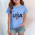 thumbnail image 1 of CCRFTGI 4th of July Tops for Child Girls Size 10-12 USA Shirts 250&nbsp;Anniversary USA Flag Summer Patriotic Tunic Blouses Independence Day Girls Clothes Tshirts Light Blue 7-8 Years, 1 of 6