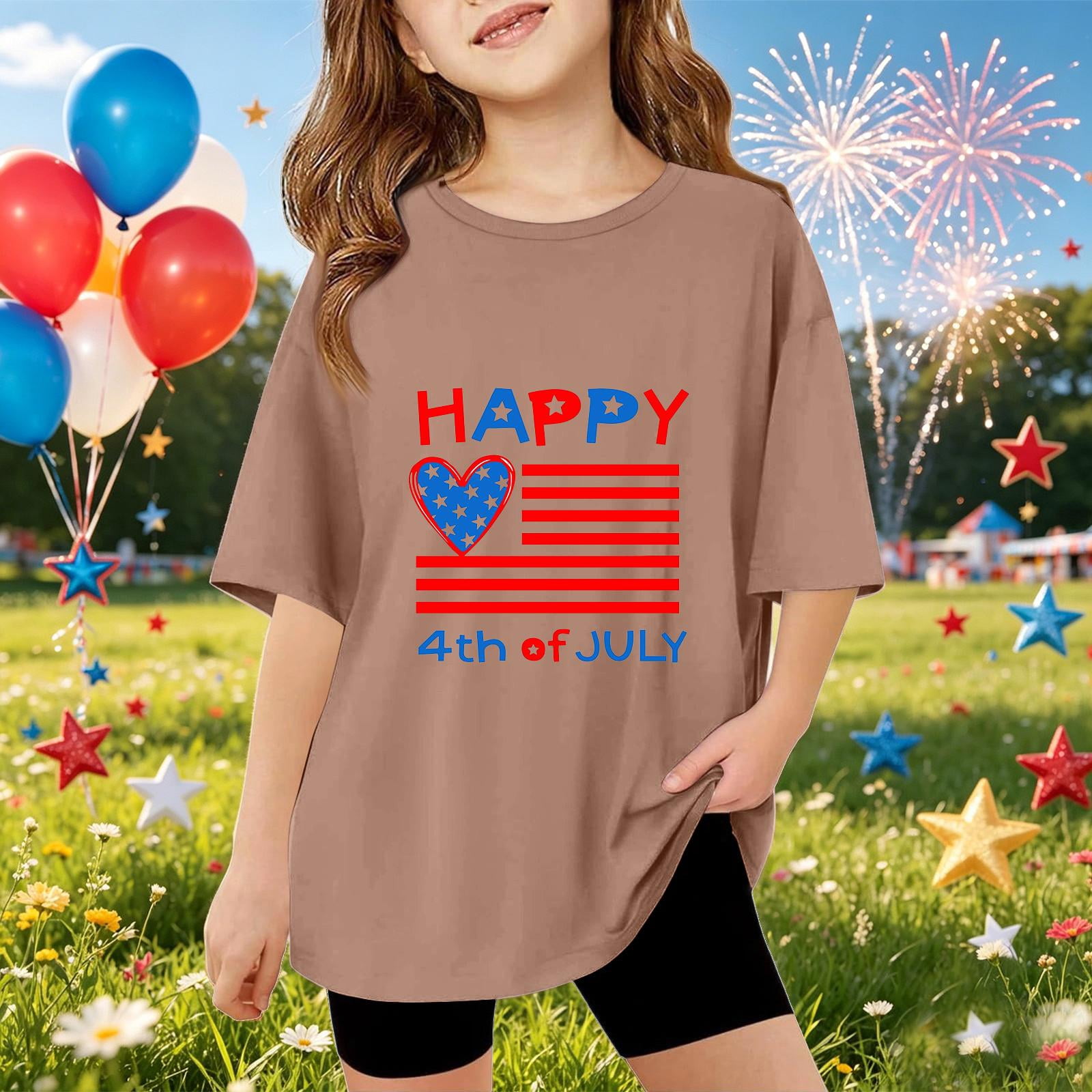 CCRFTGI 4th of July USA Tops for Kids Girls Size 8 Short Sleeve Funny ...