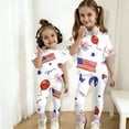 thumbnail image 1 of CCRFTGI 4th of july Outfits for Children Girls 10-12 Cute 1776 2 Piece Outfits American Flag Stars Striped Oversized T Shirts and Leggings Elastic Waist Freedom Sets for Girls Beige 9-10 Years, 1 of 5