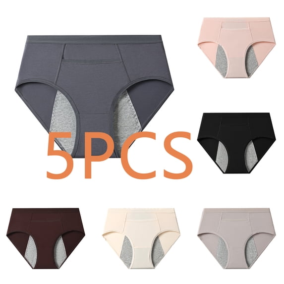 CCRFTGI 5 Pack Period Underwear for Women High Waisted Soft Leak Proof Underwear for Women Menstrual Postpartum Briefs Period Panties Panties for Women Pack M