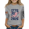 thumbnail image 1 of CCRFTGI American 4th of July Shirts for Children Girls Size 7 USA Shirts Funny 3/4 Sleeve 1776-2026 American Flag Heart Summer Tunic Blouses Independence Day Girls Fashion Outfit Gray 5-6 Years, 1 of 5