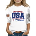 thumbnail image 1 of CCRFTGI American 4th of July Shirts for Kids Girls Size 7 3/4 Sleeve Funny 250 anniversary&nbsp;usa flag Summer Freedom Tunic Blouses Patriotic Girls Fashion Tee Tops White 12-13 Years, 1 of 5