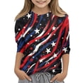 thumbnail image 1 of CCRFTGI American Flag Shirts for Kids Girls Size 10-12 4th Of July Cute Tops 3/4 Sleeve Round Neck Patriotic American Flag Stars Tee Red White and Blue Summer Shirts Tee Tops Black 7-8 Years, 1 of 3