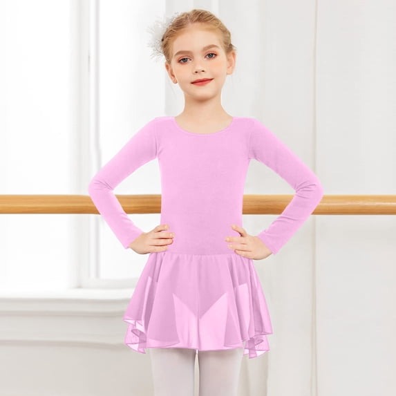 CCRFTGI Ballet Leotards for Children Girls Size 8 Dance Leotard Princess Skirt Gymnastics Ballet Leotards for Toddler Girls Ballet Dress with Tulle Skirt Light pink 7-8 Years