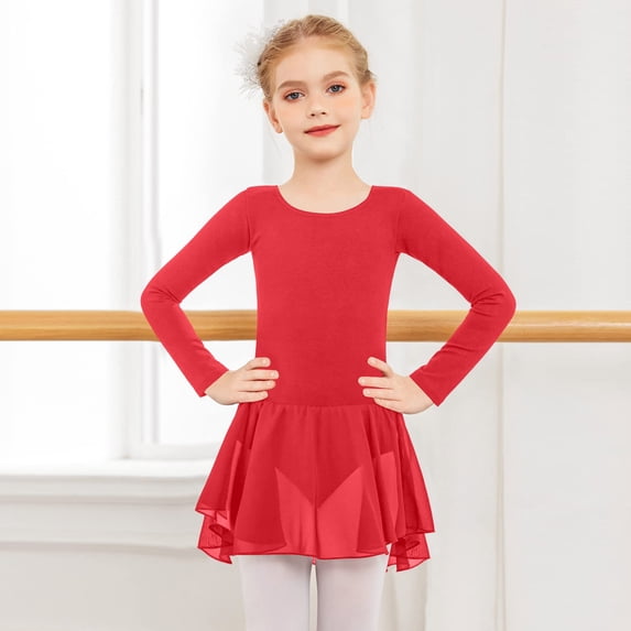 CCRFTGI Ballet Leotards for Kids Girls Size 10-12 Dance Leotard Princess Skirt Gymnastics Ballet Leotards for Toddler Girls Leotard Outfits with Layer Skirt Red 12-13 Years