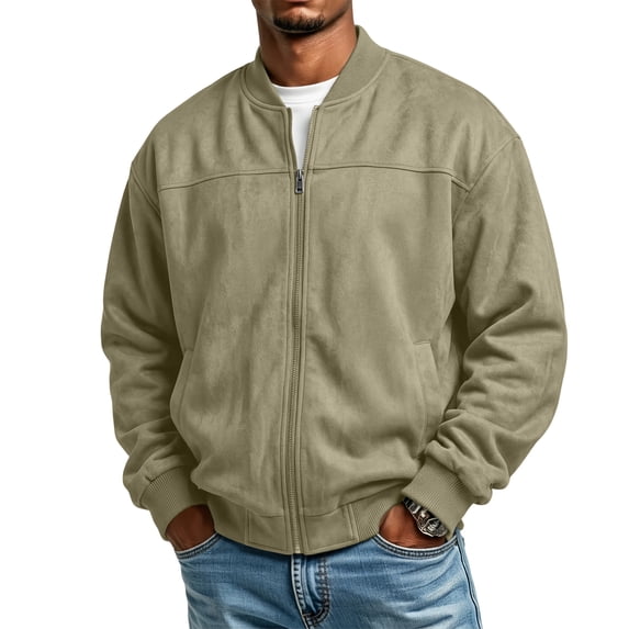 CCRFTGI Bomber Jacket Men Zip Up Casual Baseball Stylish Flight Windbreaker Fall Winter Outerwear Coat Army Green XXXL
