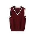 thumbnail image 1 of CCRFTGI Boy Girls Sweater Vest for Size 4-12 Fashion Knit Vest Comfort Uniform Soft Winter Pullover Wine 4-5Y, 1 of 2