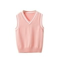 thumbnail image 1 of CCRFTGI Boy Girls Sweater Vest for Size 4-12 Fashion Knit Vest Comfort Uniform Vest Soft Fall Winter Pullover Top Pink 9-10Y, 1 of 2