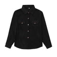 thumbnail image 1 of CCRFTGI Boys Girls Long Sleeve Shirts Corduroy Button Down Lapel Casual Spring Fall Dress Shirts for Kids Fashion Cozy Size 7 Lightweight Jackets with Pockets Black 3-4 Years, 1 of 9