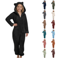 thumbnail image 1 of CCRFTGI Boys Girls Pajamas Onesies Hooded Long Sleeve Zip Up Jumpsuits Soft Warm One-Piece Pajamas With Pockets Black 5-14Years, 1 of 6
