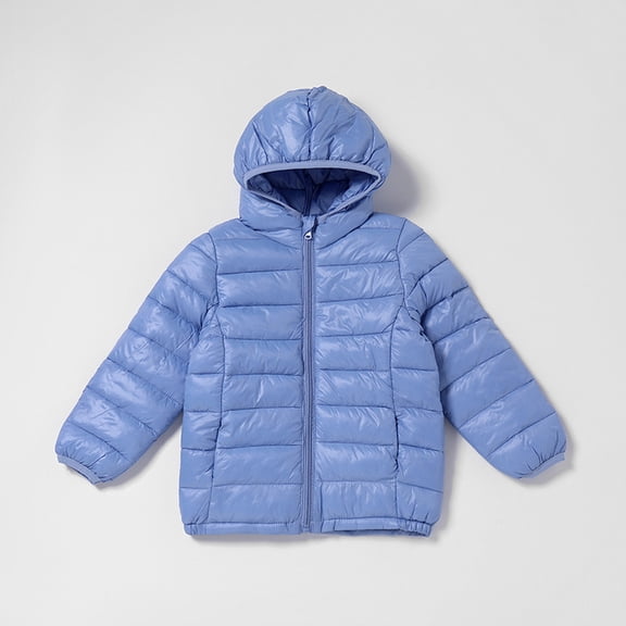 CCRFTGI Boys Girls Puffer Jacket Kids Winter Coat Lightweight Coats Packable Size 3-14 Outerwear Coats Warm Outerwear for School and Outdoor Activities Light Blue 7-8Years