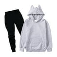 thumbnail image 1 of CCRFTGI Boys Girls Sweat Suits 2 Piece Set Size 6 Casual Tracksuit Fashion Lounge Sets Athletic Fall Spring Hoodies Sweatshirt & Pants with Pocket Gray 5-6Y, 1 of 2