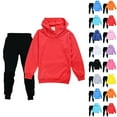 thumbnail image 1 of CCRFTGI Boys Girls Sweatsuit 2 Piece Set Size 13-14 Casual Outfits Trendy Clothing Set Lightweight Fall Spring Hooded Sweatshirts and Sweatpants Sweat Set Black 8-9Y, 1 of 3