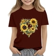 thumbnail image 1 of CCRFTGI Boys Shirts Casual Fashion T Shirt Crewneck Wine Tshirt 2025 Summer Sunflower Graphic Short Sleeve Shirts,Wine 5-7 Years, 1 of 5