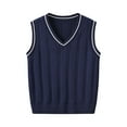 thumbnail image 1 of CCRFTGI Boys and Girls Sweater Vest 10-12Y Casual Knit Vest Comfort Uniform Vest Soft Fall Winter Pullover Navy 11-12Y, 1 of 9
