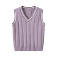 thumbnail image 1 of CCRFTGI Boys and Girls Sweater Vest 5-12Y Casual Knit Vest Comfort Uniform Regular Fit Fall Winter Pullover Top Purple 9-10Y, 1 of 8
