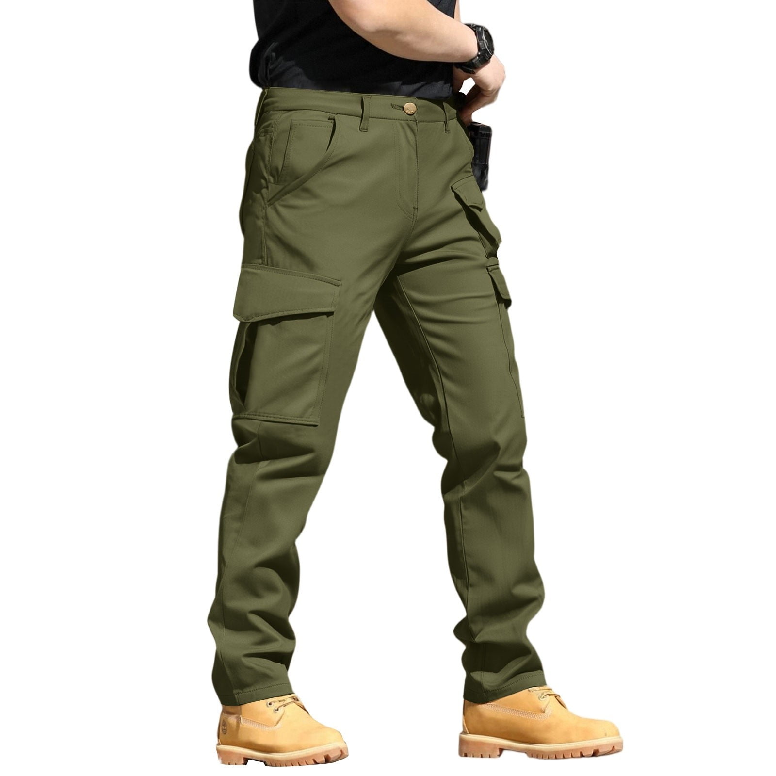 Military Green Easy Fit Cargos for Men By Being Human Clothing