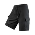 thumbnail image 1 of CCRFTGI Cargo Shorts for men Drawstring Stretch Elastic Waist Casual Work Short with Pockets Black 2XL, 1 of 6