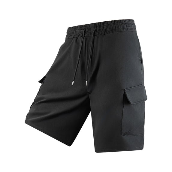 CCRFTGI Cargo Shorts for men Drawstring Stretch Elastic Waist Casual Work Short with Pockets Black 2XL